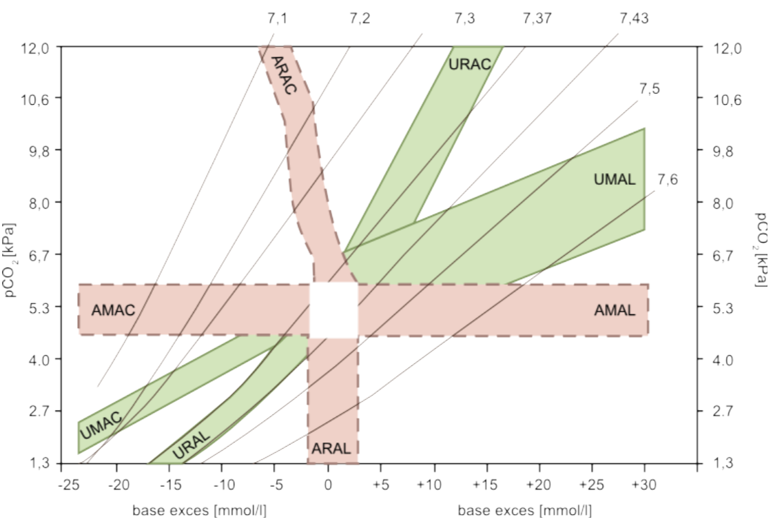 7.37 
12.0 
10,6 
9.8 
8.0 
6.7 
5.3 
4.0 
2.7 
1.3 
-25 
7.43 
12.0 
7.5 
AMAC 
-20 
-15 
-10 
.5 
UMAL 
.30 
10.6 
9.8 
7.6 
8.0 
6.7 
4.0 
2.7 
1.3 
base exces (mmol/ll 
.15 
base exces Immol/ll 